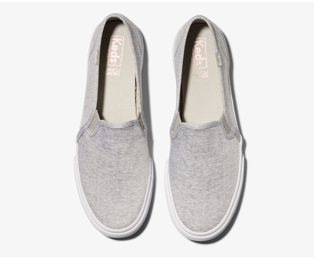 Keds Womens Slip Ons Grey - Double Decker Heathered Woven - 975YRIQAG